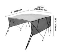 Bimini pour Bateau à 4 Arceaux-VEVOR-243x137x216-228 cm-Alliage d'Aluminium-Toile en Polyester 600D-Cockpit de Voilier Barque