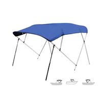 Bimini pour Bateau, Ensemble de Toile de Soleil Bimini 4 Arceaux, Taud Oxford 800D Robuste avec Mâts de Support, Tube en Aluminium de 1,9 mm D'épaisseur et Matériel de Fixation(Blue,216-228in/85-90in)