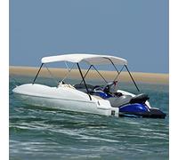 Bimini Top Bâche de bateau à 3 arcs - 183 x 160 x 137 cm - Résistant aux UV et à l'eau - Avec cadre en aluminium réglable - Pour bateau pneumatique, bateau à moteur, voilier et yacht - Blanc