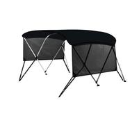 Bimini top bateau 3 arceaux - Toile 600D imperméable, cadre alu, rideaux amovibles - Housse et sangles incluses - Noir
