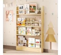 bimiti 4 Niveaux Bibliothèque Murale, Bibliothèque sur Pied Peu Profonde | en Bois Massif, Étagère de Rangement Ouverte pour Salon et Bureau, 120 x 70 x 10 cm