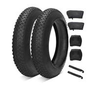 bimiti Lot de 2 pneus de vélo électrique 20" 33TPI 20 x 4,0" avec 2 chambres à air de 20" AV32 mm Valve compatible Heavy Duty MTB 20 x 4,0 20 x 3,8 et chambre à air, noir