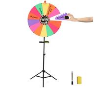 bimiti Roue de la Fortune à Tourner de 61 cm Roue de Prix avec 14 Couleur Emplacements Prize Wheel Support Réglable de 100 à 160 cm Roue de Loterie avec 2 Accessoires Roue rotative Jouet