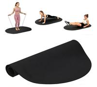 bimiti Tapis en corde à sauter - 140 x 90 cm - Antidérapant - Épaisseur : 7 mm - Absorbe les chocs - Ovale - Pour saut à la corde, yoga, entraînement (noir)