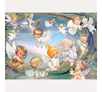 Bimkole 5D Diamond Painting DIY Kits Ange, Herbe De Guirlande Broderie Diamant Kits De Broderie Au Point De Croix Strass Rond Résine Peinture Décor à La Maison, (30x40 cm)