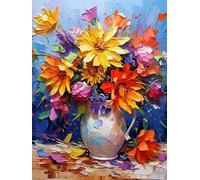 Bimkole 5D Diamond Painting DIY Kits Fleurs De Peinture À L'Huile, Vase Broderie Diamant Kits De Broderie Au Point De Croix Strass Rond Résine Peinture Décor à La Maison 30X40cm