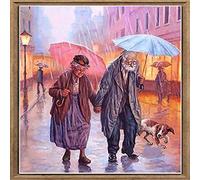 Bimkole 5D Diamond Painting DIY Kits Mari Et Femme, Couple De Chien Amour Pluie Broderie Diamant Kits De Broderie Au Point De Croix Strass Rond Résine Peinture Décor à La Maison, (30x30 cm)