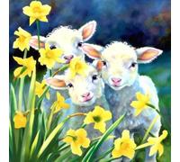 Bimkole 5D Diamond Painting DIY Kits Mouton, Animaux Fleurs Broderie Diamant Kits De Broderie Au Point De Croix Strass Rond Résine Peinture Décor à La Maison 30X30 cm