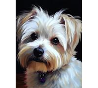 Bimkole 5D DIY Diamond Painting Kits Chien Blanc, Animal Broderie Diamant Kits De Broderie Au Point De Croix Strass Rond Résine Peinture Décor à La Maison 30X40cm