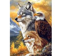 Bimkole 5D DIY Diamond Painting Kits Loup, Aigle Broderie Diamant Kits De Broderie Au Point De Croix Strass Rond Résine Peinture Décor à La Maison 30x40 cm