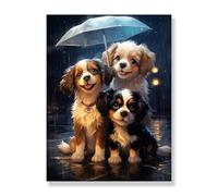 Bimkole 5D DIY Diamond Painting Kits Parapluie Pour Chien, Animal Broderie Diamant Kits De Broderie Au Point De Croix Strass Rond Résine Peinture Décor à La Maison 30x40 cm