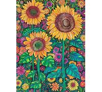 Bimkole 5D DIY Diamond Painting Kits Tournesol, Fleur Broderie Diamant Kits De Broderie Au Point De Croix Strass Rond Résine Peinture Décor à La Maison 30x40cm