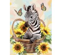 Bimkole 5D DIY Diamond Painting Kits Zèbre, Tournesol Broderie Diamant Kits De Broderie Au Point De Croix Strass Rond Résine Peinture Décor à La Maison 30x40 cm