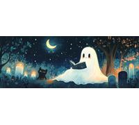 Bimkole 5D DIY Grand Diamond Painting Kits Fantôme Lisant, Nuit Broderie Diamant Kits De Broderie Au Point De Croix Strass Rond Résine Peinture Décor à La Maison 30x80 cm