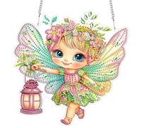 Bimkole DIY Diamant Painting Pendentif Ange Bébé, 5D Painting Diamant Hanging, Diamond Painting Suspendus Avec Chaîne, Pour Jardin Maison Mur Décoration De Fenêtre Et De Porte 20x20 cm