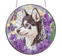 Bimkole DIY Diamant Painting Pendentif Chien, 5D Painting Diamant Hanging Animaux, Diamond Painting Suspendus Avec Chaîne, Pour Jardin Maison Mur Décoration De Fenêtre Et De Porte 20x20 cm