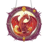 Bimkole DIY Diamant Painting Pendentif Dinosaures, 5D Painting Diamant Hanging Animal, Diamond Painting Suspendus Avec Chaîne, Pour Jardin Maison Mur Décoration De Fenêtre Et De Porte 20x20 cm