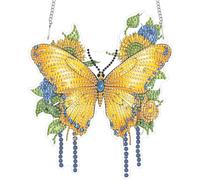 Bimkole DIY Diamant Painting Pendentif Papillon, 5D Painting Diamant Hanging Animal, Diamond Painting Suspendus Avec Chaîne, Pour Jardin Maison Mur Décoration De Fenêtre Et De Porte 20x20 cm