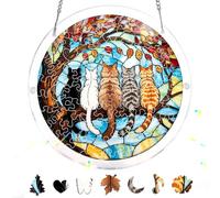 Bimkole Puzzle Suncatcher Acrylique 83 Pièces - Chat, Suspens en Vitrail, Cadeau pour Maman, Décoration De Maison, Attrape-Soleil pour Le Jardin, Cadeaux d'anniversaire 18x18 cm H247