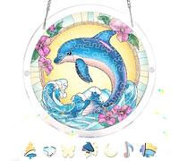 Bimkole Puzzle Suncatcher Acrylique 83 Pièces - Dauphin, Suspens en Vitrail, Cadeau pour Maman, Décoration De Maison, Attrape-Soleil pour Le Jardin, Cadeaux d'anniversaire 18x18 cm H208