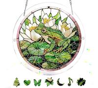 Bimkole Puzzle Suncatcher Acrylique 83 Pièces - Grenouille, Suspens en Vitrail, Cadeau pour Maman, Décoration De Maison, Attrape-Soleil pour Le Jardin, Cadeaux d'anniversaire 18x18 cm H221