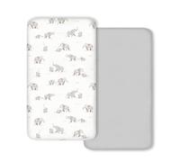 Bimocosy Draps Housse Lit Bébé 70x140 cm Lot de 2 Microfibre | 100% Microfibre certifiée OEKO-TEX, doux pour la peau. Housse amovible et lavable en machine,L'Éléphant Grisou