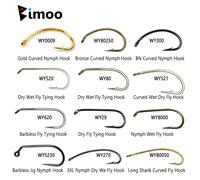 Bimoo 500 pièces en acier à haute teneur en carbone barbe sans ardillon pêche mouche crochet gabarit nymphe sec humide mouche nymphe Scuds Caddis Streamer mouche attachant crochet 500pcs WY29