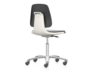 Bimos bimos Chaise de travail Labsit avec roulettes Hauteur d'assise 450-650 mm Coque d'assise blanche en similicuir Quantité:1