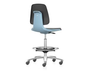 Bimos bimos Chaise de travail Labsit avec roulettes Hauteur d'assise 560-810 mm Coque d'assise en simili cuir bleu Quantité:1