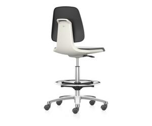 Bimos bimos Chaise de travail Labsit avec roulettes Hauteur d'assise 560-810 mm Coque d'assise en similicuir blanc Quantité:1