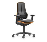 Bimos bimos Chaise de travail XXL orange avec roulettes, similicuir, accoudoirs Quantité:1