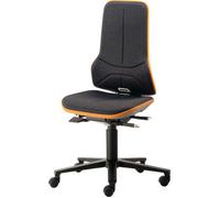 BIMOS Chaise d’atelier pivotante fluo roulettes contact permanent gris sans é...