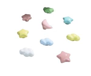 BIMRTGXR Boutons d'armoire de chambre d'enfants mignons étoiles nuages lunes poignées de meubles en céramique armoires de bande dessinée tire poignées de porte de tiroir(Star-Dark-green)