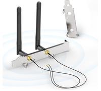 Bin Antenne WiFi 2,4 GHz 5,8 GHz 3dBi MIMO RP-SMA Mâle + Câble 25cm de Presa Micro Coassiale 0.25m + Support de Slot PCIe pour Carte Réseau Sans Fil Intel M.2 NGFF Adaptateur Routeur WiFi Laptop PC