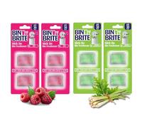 Bin Brite Lot de 4 désodorisants à coller pour poubelle 2 x 5 g chacun Parfum Berry Blast et Citronnelle - 2 x 5 g par paquet - Total de 8 désodorisants adhésifs pour poubelle et éliminateur d'odeurs