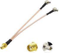 Bin Câble 4G LTE Antenne Adaptateur SMA Femelle vers Dual TS9 Connecteur Extension Coaxial Cable 15cm/5.9'' pour MiFi Mobile WiFi Hotspot Routeur Modem USB Huawei E5577 E5573 E5785 M1 M2