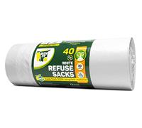 BIN IT Lot de 40 sacs poubelle blancs avec cordon de serrage 30 L solides et sécurisés, recyclés, résistants aux déchirures, parfaits pour un usage quotidien, la maison, le bureau, la cuisine et les
