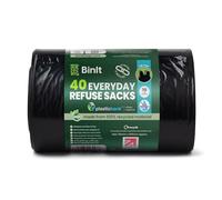 BIN IT Lot de 40 sacs poubelles de tous les jours, 70 litres, recyclés, solides, résistants aux déchirures, parfaits pour un usage quotidien, à la maison, au bureau, dans la cuisine et les traiteurs