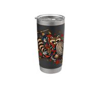 Bin Raider Raccoon Japanese Ukiyo-e Warrior Raccoon Gobelet isotherme en acier inoxydable double paroi