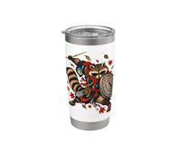 Bin Raider Raccoon Japanese Ukiyo-e Warrior Raccoon Gobelet isotherme en acier inoxydable double paroi