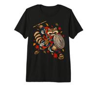 Bin Raider Raccoon Japanese Ukiyo-e Warrior Raccoon T-Shirt Haut de Gamme