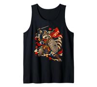 Bin Raider Raccoon Japanese Ukiyo-e Warrior Woodblock Débardeur