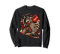 Bin Raider Raccoon Japanese Ukiyo-e Warrior Woodblock Sweatshirt