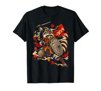 Bin Raider Raccoon Japanese Ukiyo-e Warrior Woodblock T-Shirt Graphique avec Valeur
