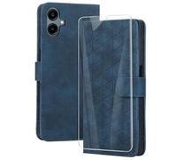 binandteam Coque pour Samsung Galaxy A06 4G avec Verre Trempé,Housse en Cuir PU Porte Carte Portefeuille, Etui de Protection à Rabat Magnétique,Pochette Fermeture Anti-Choc - Bleu