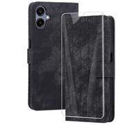 binandteam Coque pour Samsung Galaxy A06 4G avec Verre Trempé,Housse en Cuir PU Porte Carte Portefeuille, Etui de Protection à Rabat Magnétique,Pochette Fermeture Anti-Choc - Noir
