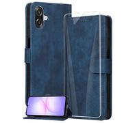 binandteam Coque pour Samsung Galaxy A07 4G avec Verre Trempé,Housse en Cuir PU Porte Carte Portefeuille, Etui de Protection à Rabat Magnétique,Pochette Fermeture Anti-Choc - Bleu