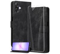 binandteam Coque pour Samsung Galaxy A07 4G avec Verre Trempé,Housse en Cuir PU Porte Carte Portefeuille, Etui de Protection à Rabat Magnétique,Pochette Fermeture Anti-Choc - Noir