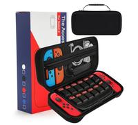 binandteam Étui de Protection Compatible avec Nintendo Switch 2, Coque avec Sangle de Poignet, Boîte de Grille pour Stocker 12 Emplacementspour Cartes de Jeu Console et Accessoires - Noir