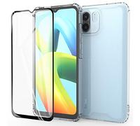 binandteam Transparent Coque pour Xiaomi Redmi A1 / Redmi A2 4G avec Verre Trempé Protection écran,Housse Silicone TPU Antichoc + Rigide en PC Étui pour Xiaomi Redmi A1 / Redmi A2 4G - Transparent